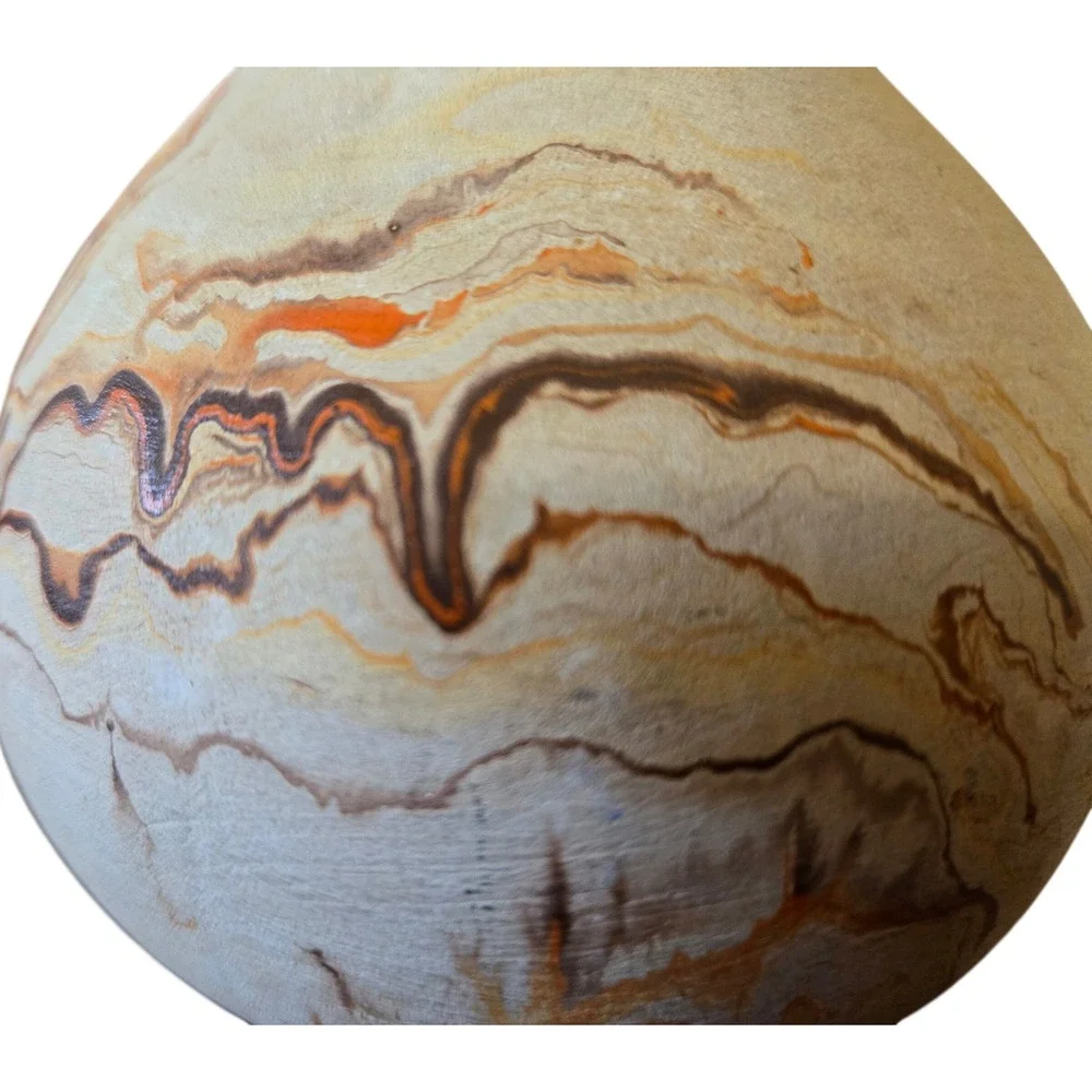 Nemadji Pottery Marbled Bud Vase Earth Tone Swirl Orange Brown USA Folk Art 6.5